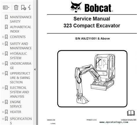 2008 bobcat 323j mini excavator|bobcat 323 parts manual.